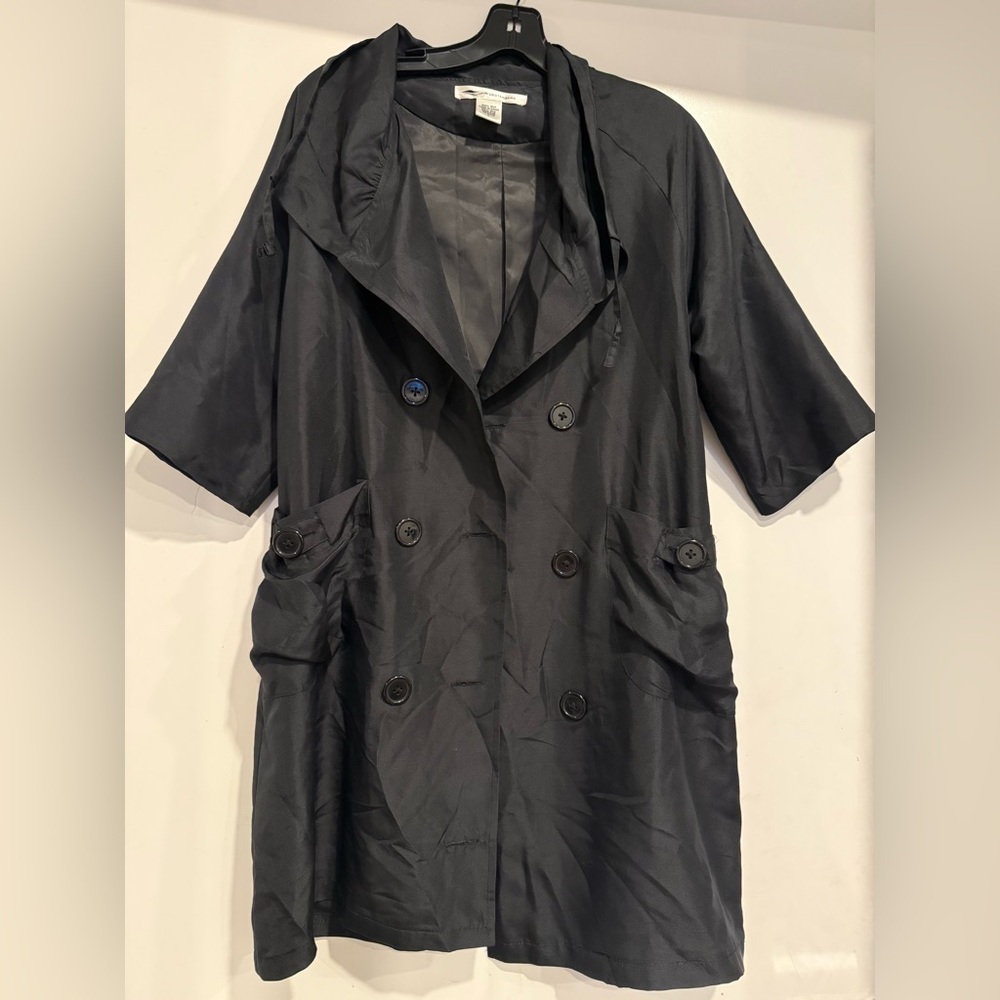 Diane Von Furstenberg Silk Overcoat Lightweight Size L - Picture 2 of 4